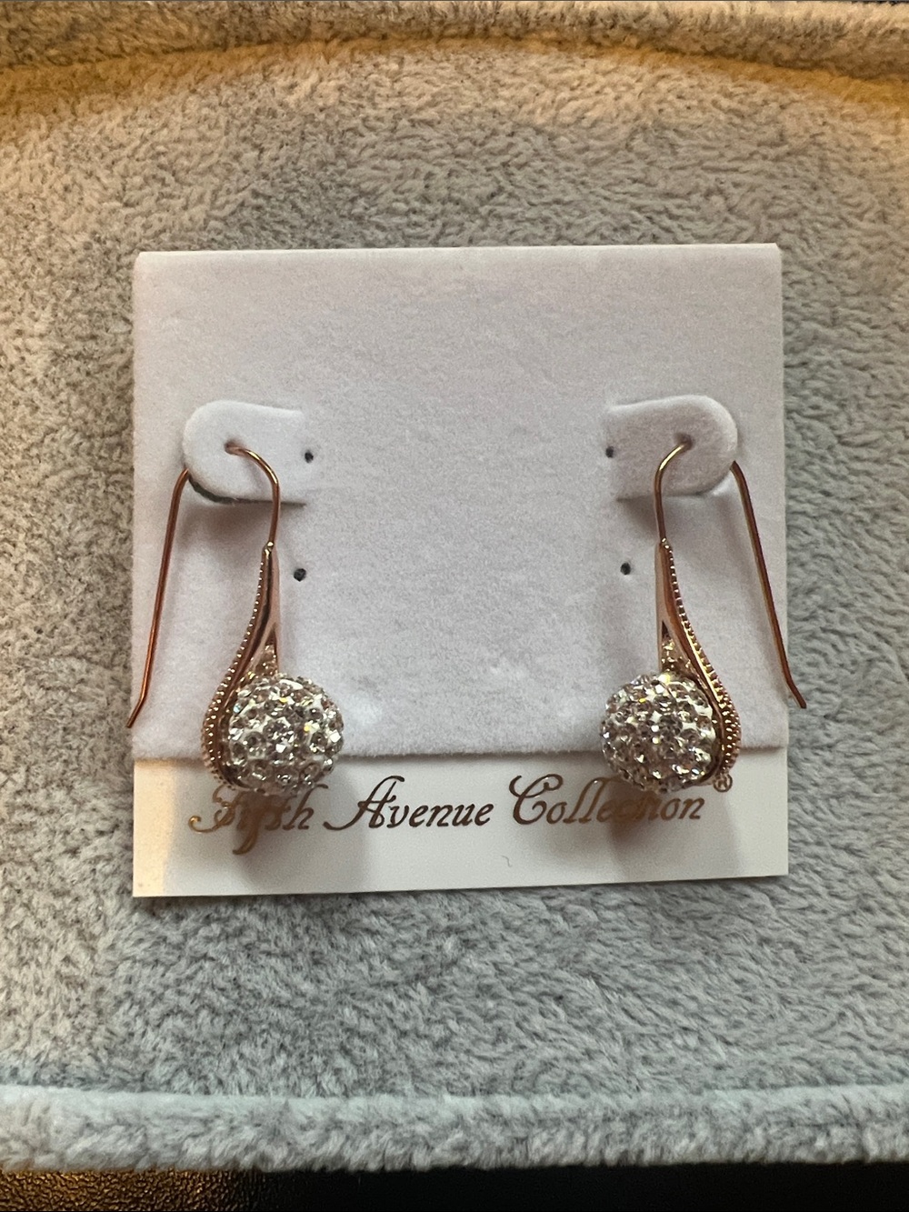 Fifth Avenue Collection Rose Gold Crystal Drop Earrings - Clear